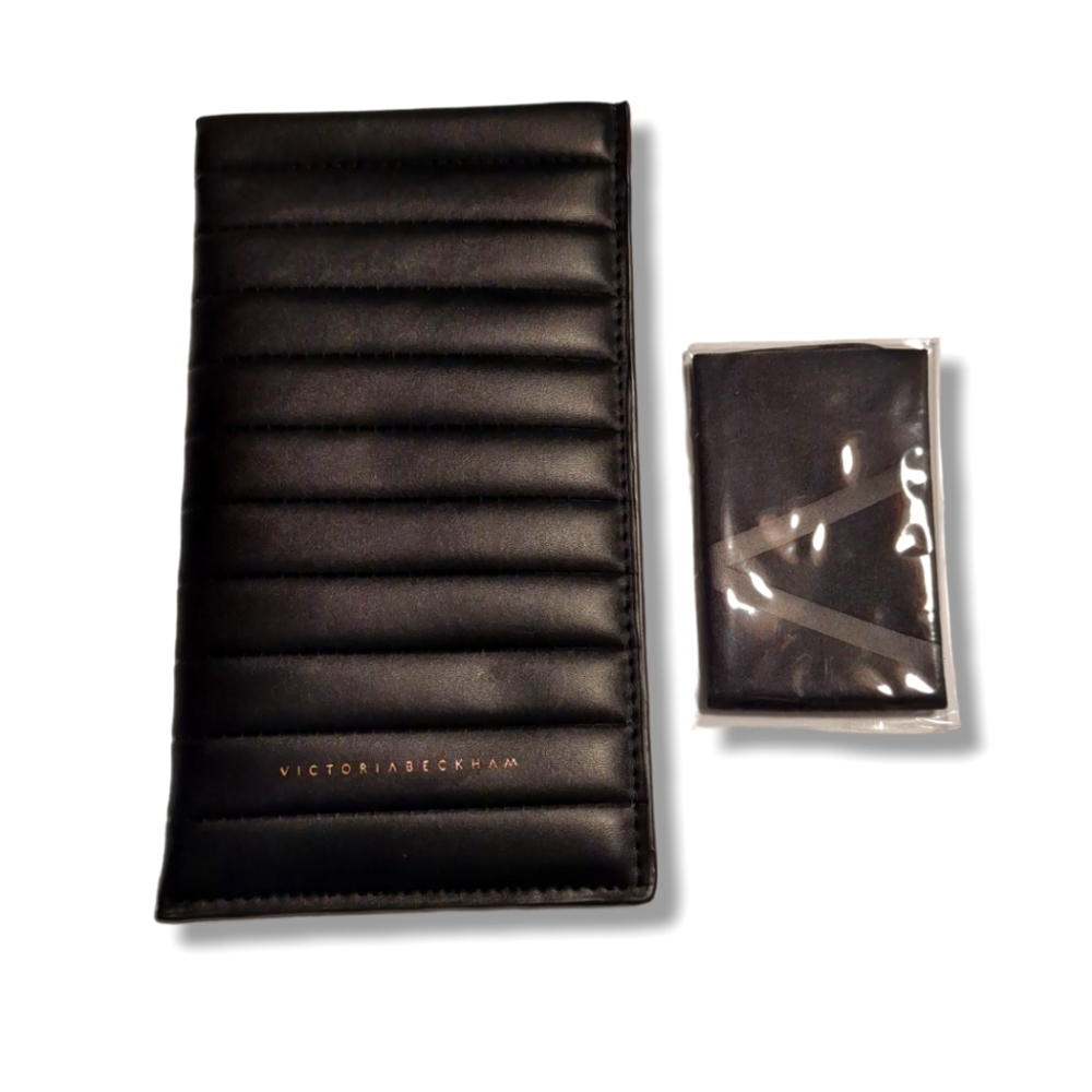 Victoria Beckham black leather sunglasses case folder new with cloth